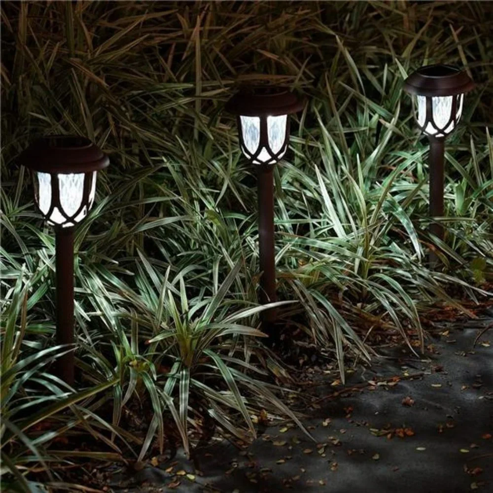 10 Pack Solar Lights Outdoor, Solar Pathway Lights Outdoor (Brown, Cool White)